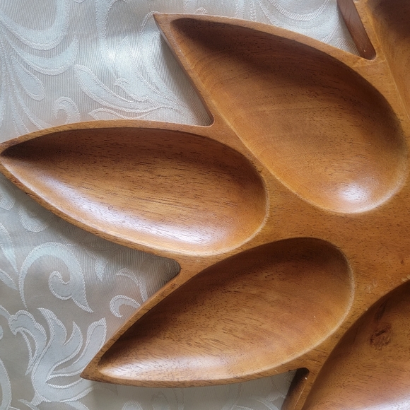 Vintage Handmade Carved Wood Serving Tray - Picture 5 of 9